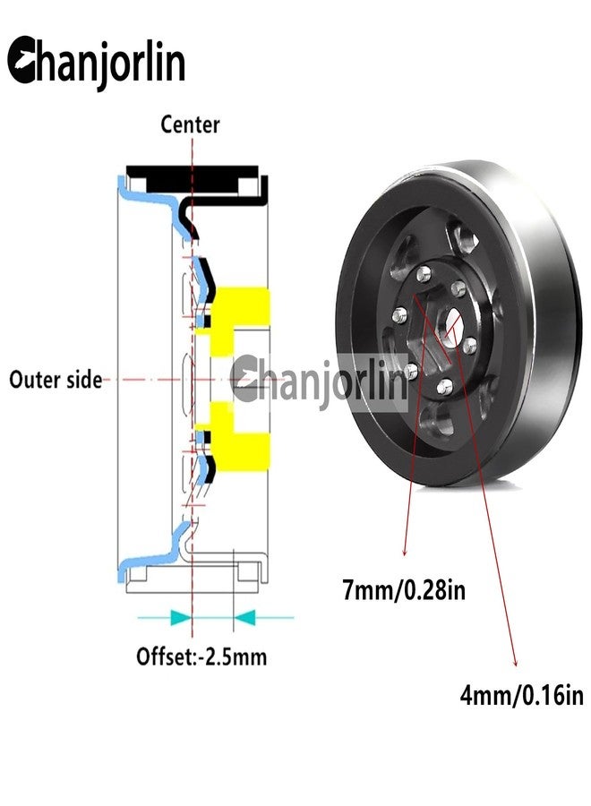 Chanjorlin 1.0 RC Tires and Beadlock Wheels Rims Offset -2.5mm 1/24 1/18 Super Soft Sticky Mud Slingers Tyres for 1:24 1:18 Rock Crawler Car Axial SCX24 FMS AX24 FCX18 FCX24 TRX4M 4Pcs (Red) - Image 3